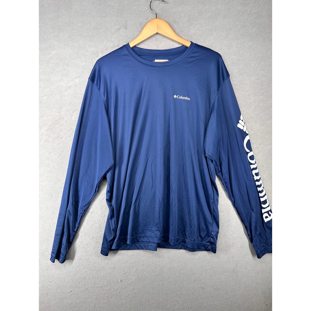 Columbia Mens XL Navy Blue Omni-Shade Long Sleeve Graphic Logo Shirt XM0291